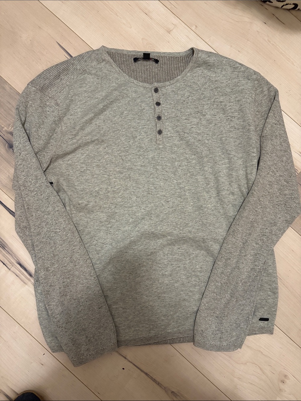 John Varvatos Light Gray Henley Long-Sleeve Shirt S XXL